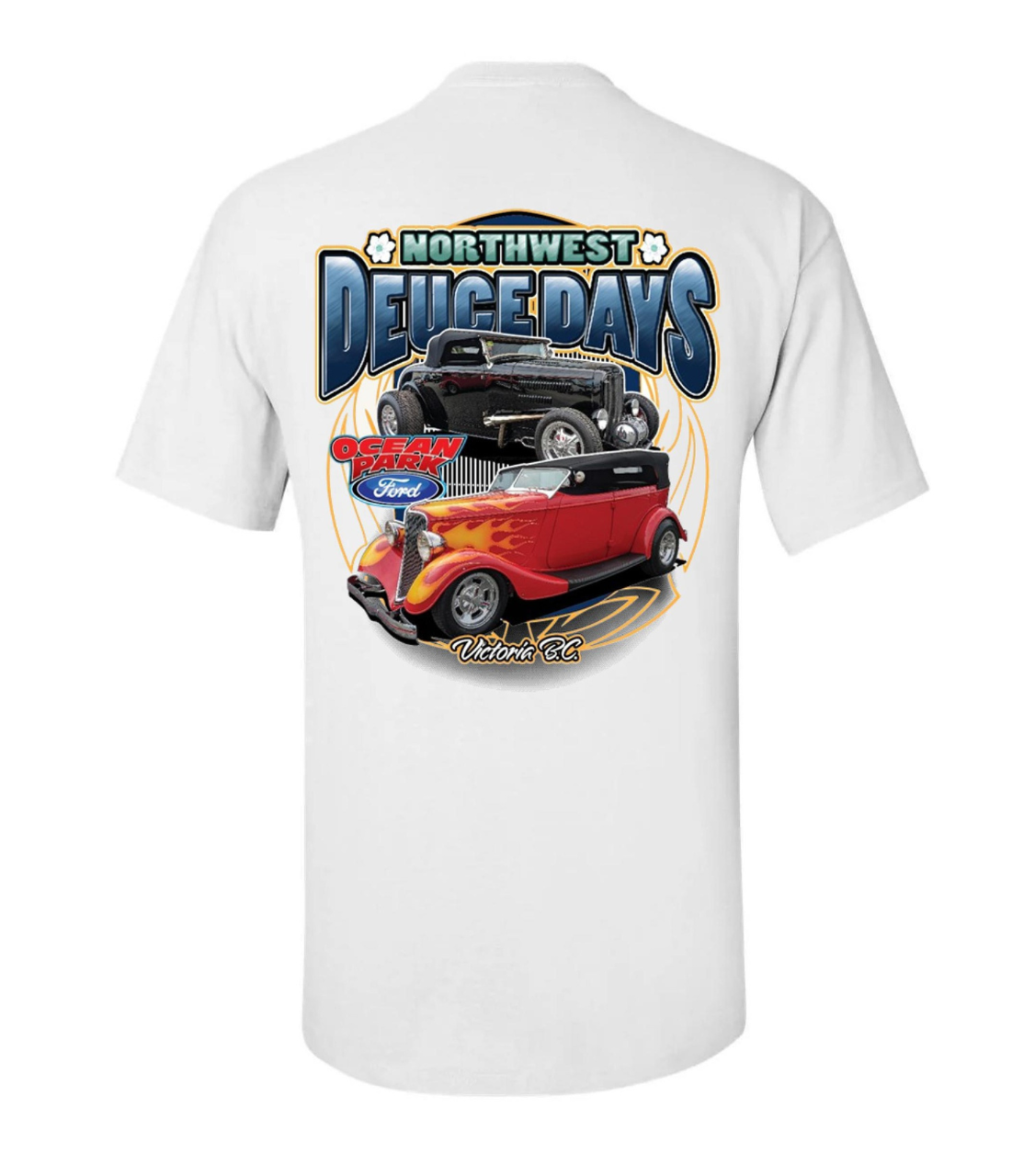 Back of Northwest Deuce Days 2025 official tee in white. 