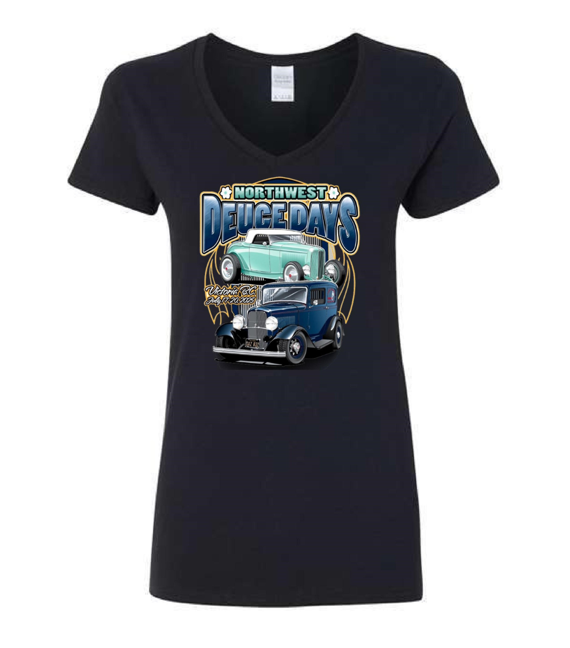 Northwest Deuce Days Women's V-neck T-shirt in black.