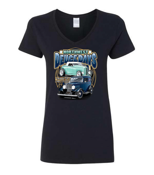 Northwest Deuce Days Women's V-neck T-shirt in black.