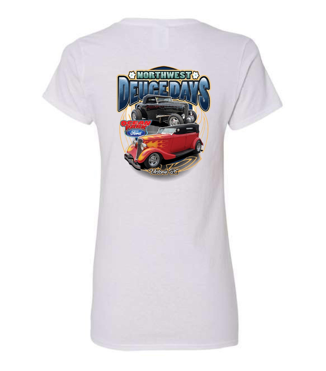 Northwest Deuce Days Women's V-neck T-shirt in white.